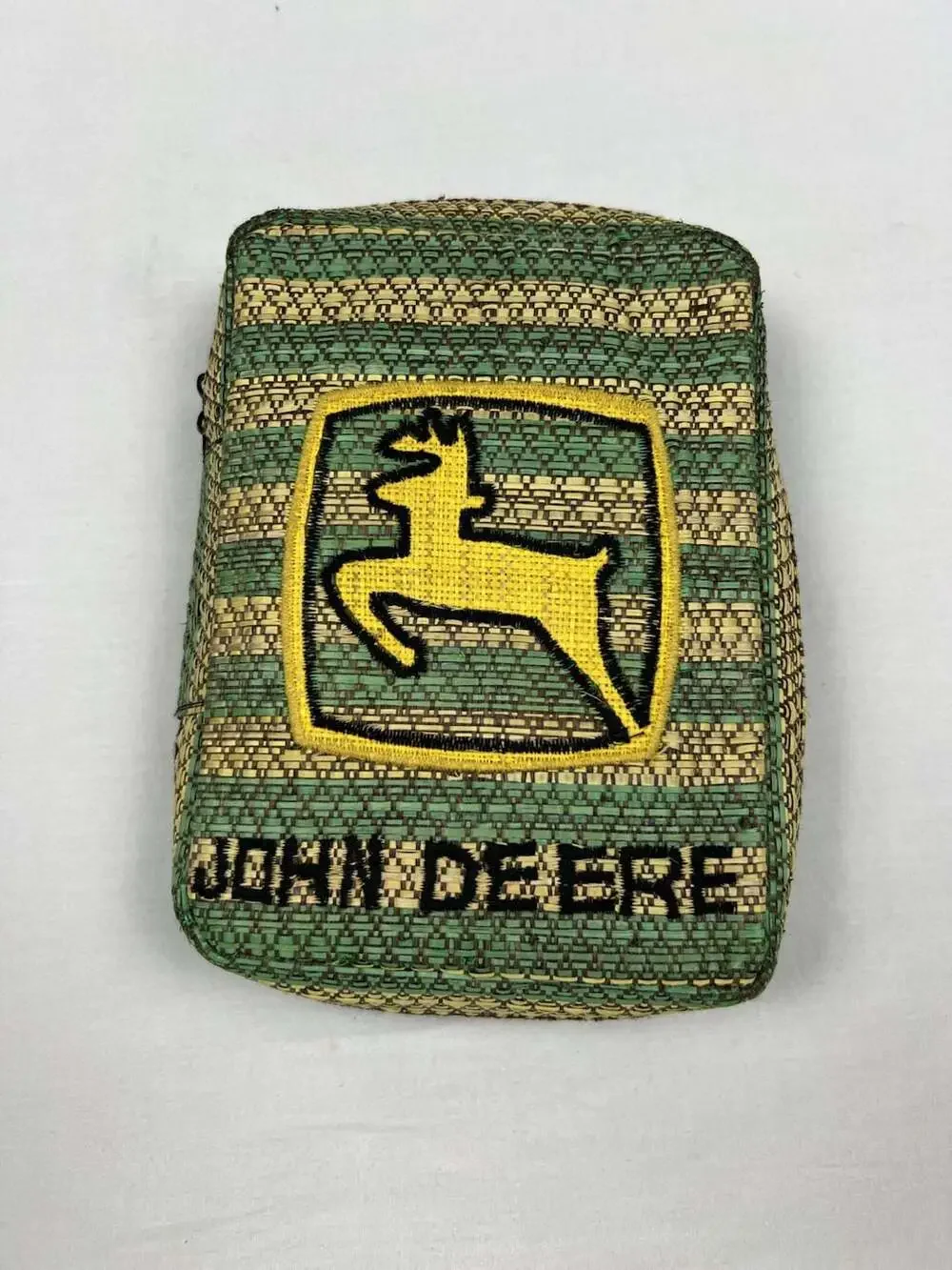 John Deere Woven Straw Zipper Pouch Travel Bag Bohol Beads & Fibers
